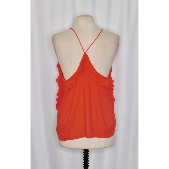 J. CREW Drapey Ruffle Tank Top Airy Chiffon Orange Red Gauzy Ruffles X-Large - Picture 9 of 15
